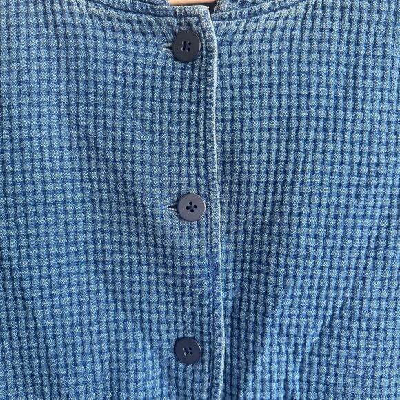 J. Jill Pure Jill Indigo Field Jacket Geneva Wash Waffle Knit ButtonUp Cotton XS - Picture 10 of 10